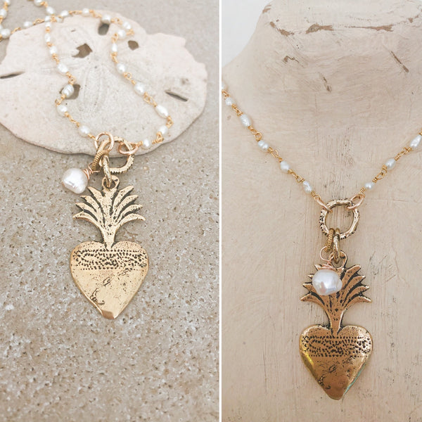 Milagro Heart & Pearl Necklace