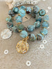 Chunky Turquoise Gold or Silver Charm Bracelet