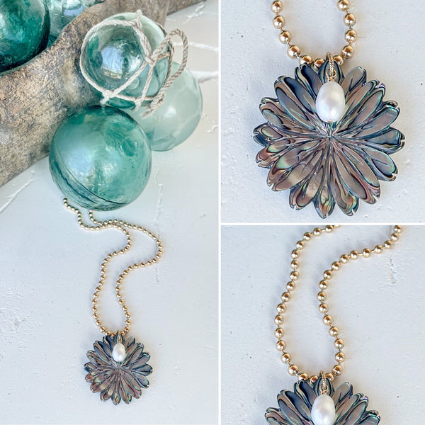 Island Chic Abalone Flower Necklace