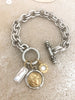 Chunky Mixed Metal Coin Charm Bracelet