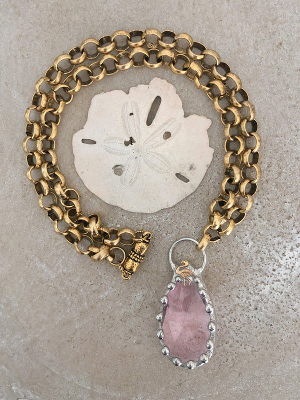 Pink Flamingo Crystal Pendant Necklace