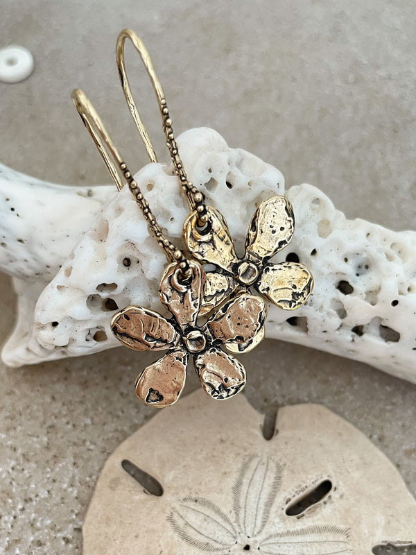 Gold Bronze Flower Earrings