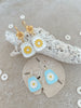 White Daisy Drop Flower Earrings