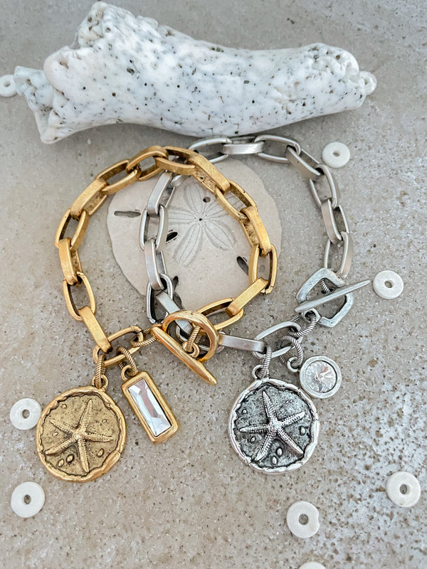 Starfish & Crystal Charm Bracelet