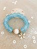 Blue Glass Flower Charm Bracelet