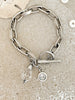 Silver Link Crystal Charm Bracelet