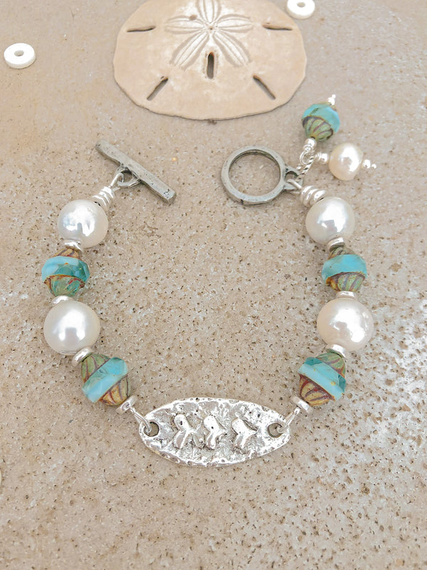 Triple Heart & Pearls Bracelet