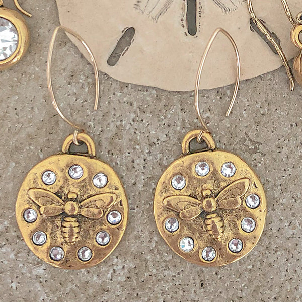 French Bee Gold Drop Earrings