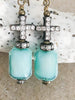 Aqua Milk Glass Drop Earrings