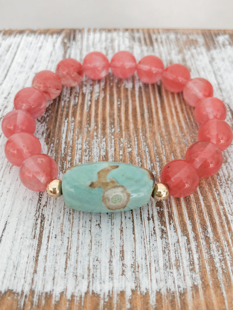 Watermelon & Aqua Bracelet