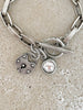 Silver Link Crystal Charm Bracelet