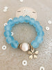 Blue Glass Flower Charm Bracelet