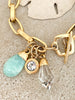 Gold Amazonite & Crystal Charm Bracelet