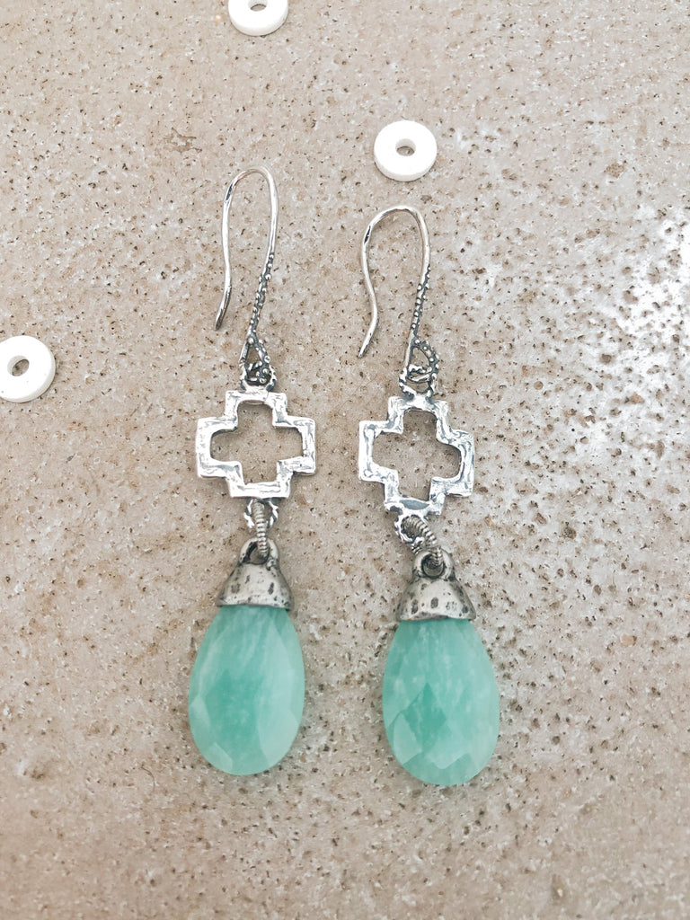 Amazonite & Sterling Silver Statement Earrings